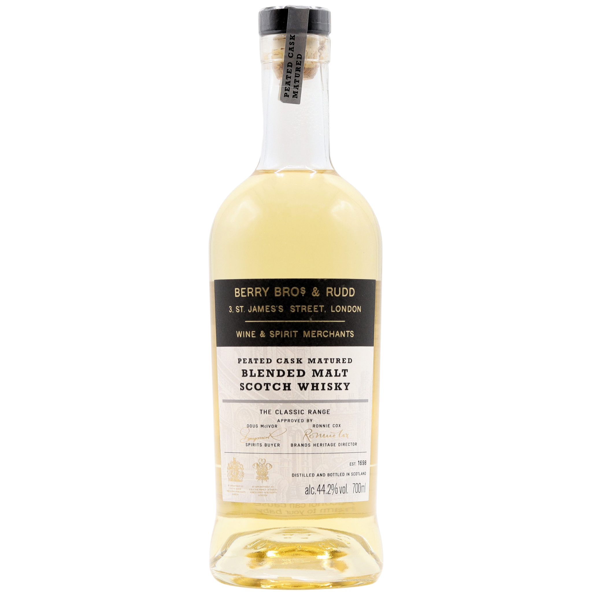 BERRY BROS & RUDD PEATED CASK MATURED BLENDED MALT SCOTCH WHISKY